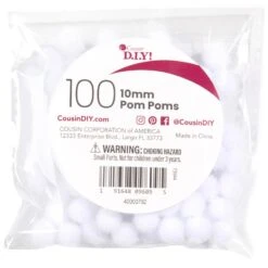 Various Cousin White Pom Poms 10mm 40000792