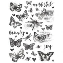 Simple Stories Vintage Essentials Butterflies Rub Ons 20426 -Simon Says Stamp 0002188213