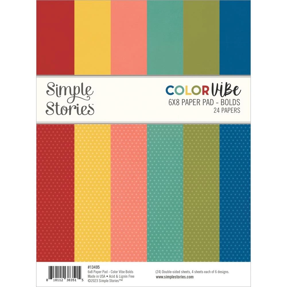 Simple Stories Color Vibe Bolds 6 X 8 Paper Pad 13495* 3 Simple Stories Color Vibe Bolds 6 X 8 Paper Pad 13495*