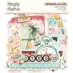 Simple Stories Vintage Love Story Chipboard Clusters 21428*