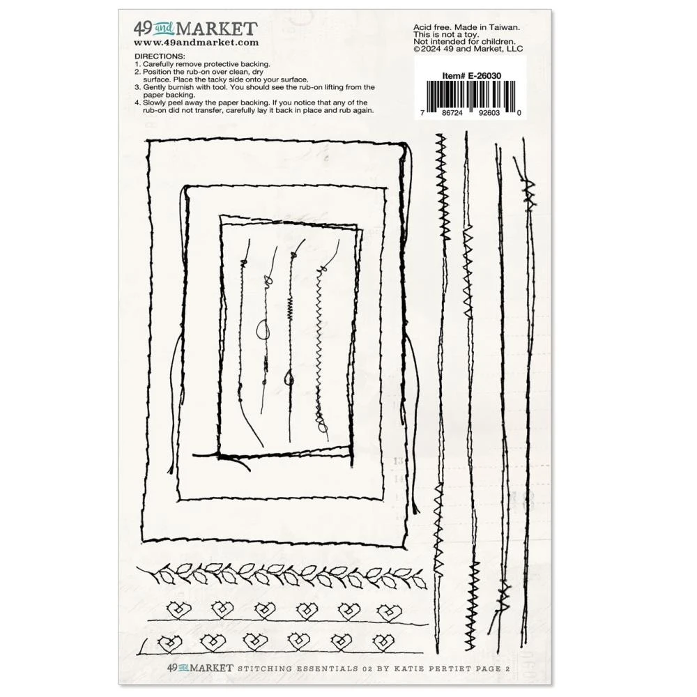49 And Market Vintage Bits Stitching Essential 02 Rub Ons E-26030* 4 49 And Market Vintage Bits Stitching Essential 02 Rub Ons E-26030* - Image 2