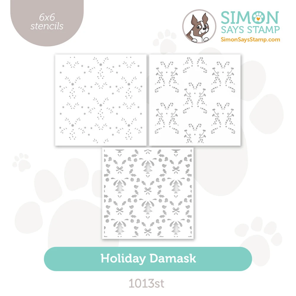 Simon Says Stamp Set Of 3 Stencils Holiday Damask 1013st 4 Simon Says Stamp Set Of 3 Stencils Holiday Damask 1013st - Image 2
