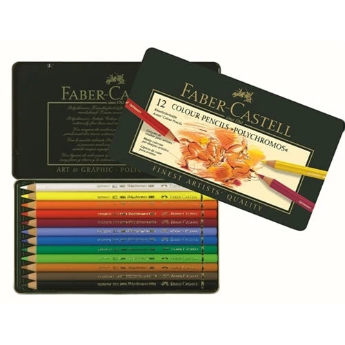 Faber-Castell POLYCHROMOS COLORED PENCILS 12 Piece Set In Tin 110012 3 Faber-Castell POLYCHROMOS COLORED PENCILS 12 Piece Set In Tin 110012