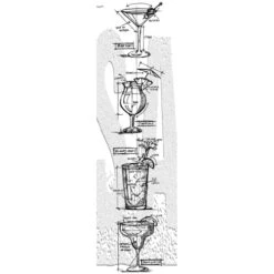 Tim Holtz Mini Blueprints Strip COCKTAILS Cling Rubber Stamps THMB030