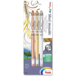 Various Pentel Slicci METALLIC GEL PENS Gold Silver Bronze Bg208bp3