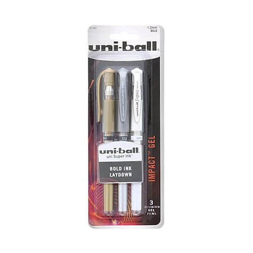 Uni-Ball Signo GOLD WHITE SILVER GEL PEN Set 1919997 3 Uni-Ball Signo GOLD WHITE SILVER GEL PEN Set 1919997