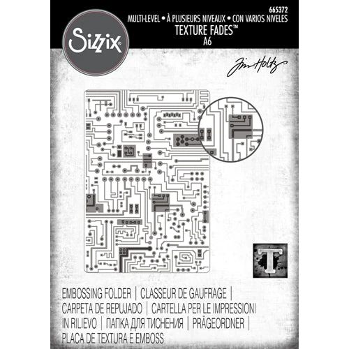 Tim Holtz Sizzix CIRCUIT 3D Texture Fades Embossing Folder 665372 3 Tim Holtz Sizzix CIRCUIT 3D Texture Fades Embossing Folder 665372