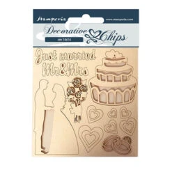 Stamperia SLEEPING BEAUTY JUST MARRIED Decorative Chips Scb62*