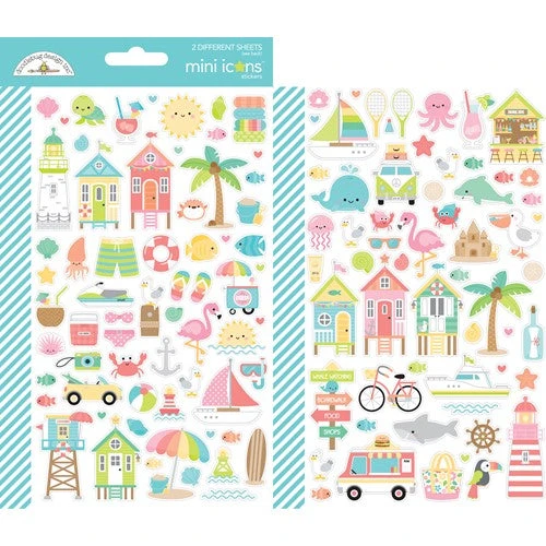 Doodlebug SEASIDE SUMMER MINI Icons Cardstock Stickers 7758 3 Doodlebug SEASIDE SUMMER MINI Icons Cardstock Stickers 7758