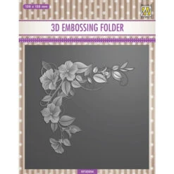 Nellie's Choice FLOWER CORNER 1 Square 3D Embossing Folder Nef3d054