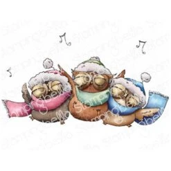 Stamping Bella THREE OWLS CAROLING Cling Stamp Eb1185*