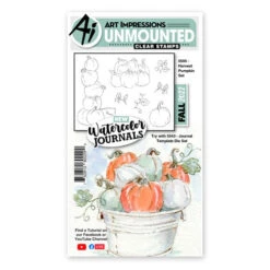 Art Impressions HARVEST PUMPKIN Watercolor Journals Clear Stamps 5595*