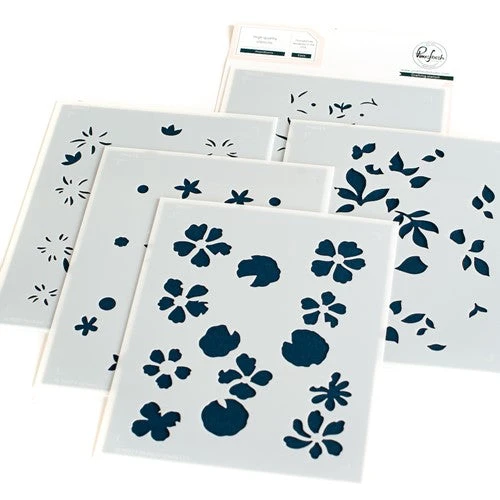 Pinkfresh Studio Mixed Blooms Stencil Set 182522 3 Pinkfresh Studio Mixed Blooms Stencil Set 182522