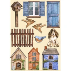 Stamperia CREATE HAPPINESS WELCOME HOME HOUSES Colored Wooden Shapes Klsp134*