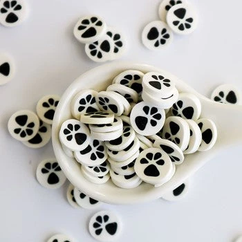 This Calls For Confetti Black And White Paw Prints Clay Embellishments 3 This Calls For Confetti Black And White Paw Prints Clay Embellishments