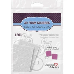 Scrapbook Adhesives 126 3D WHITE FOAM SQUARES Adhesive 01610