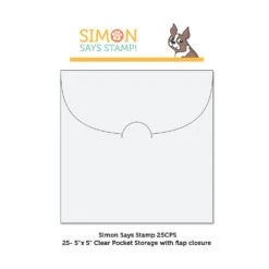 Simon Says Stamp CLEAR POCKETS Storage 5x5 Inches 25CPS