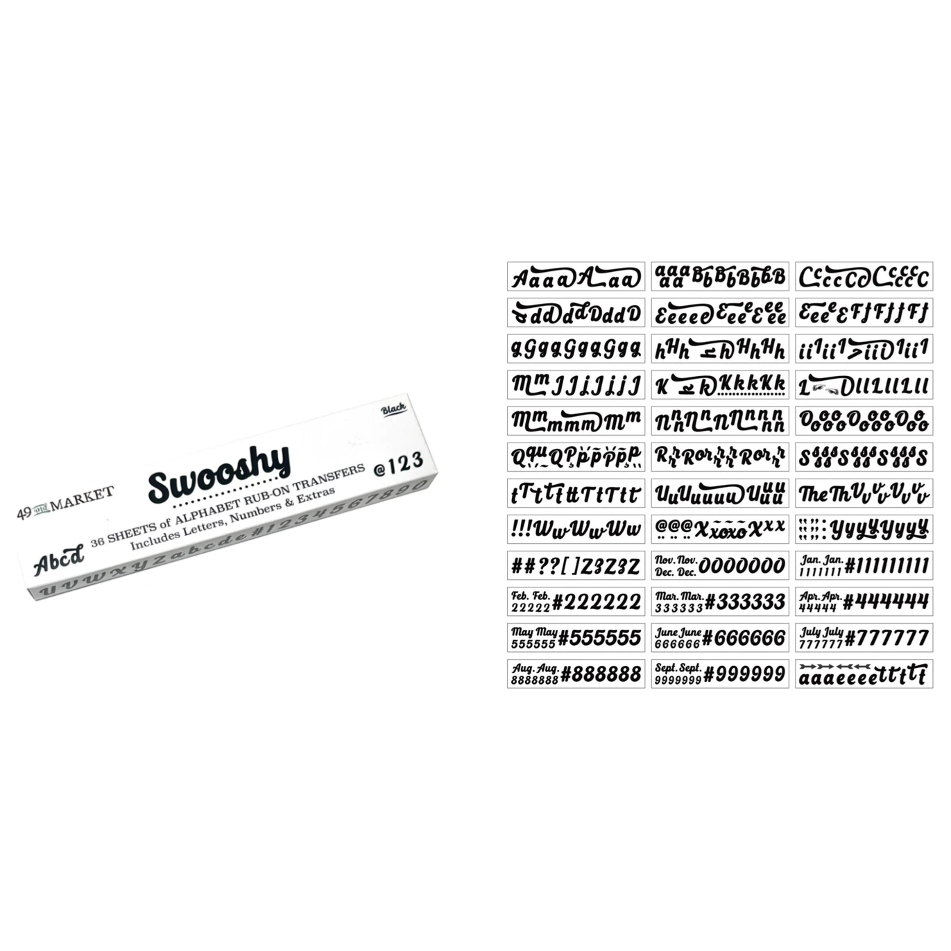 49 And Market Swooshy Alphabet Rub On Transfers Aro-29185*