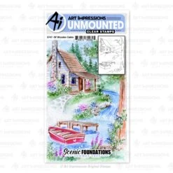Art Impressions Wooden Cabin Scenic Foundations Clear Stamps 5747*