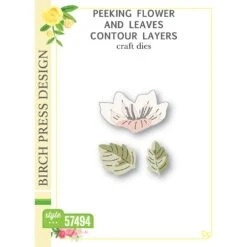 Birch Press Design Peeking Flower And Leaves Contour Layers Dies 57494*