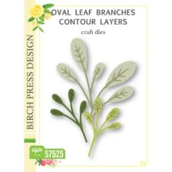 Birch Press Design Oval Leaf Branches Contour Layers Dies 57525*