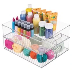 InterDesign Linus Shallow Divided Stacking Bin Clear 70066 -Simon Says Stamp 70066