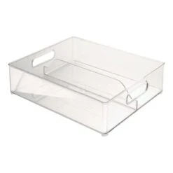 InterDesign Linus Shallow Divided Stacking Bin Clear 70066