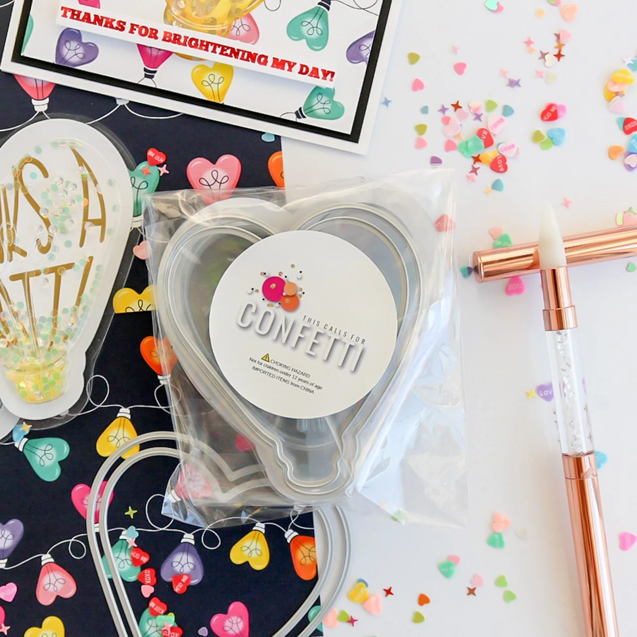 This Calls For Confetti Heart Glow Shaker Pouch And Die Set* 3 This Calls For Confetti Heart Glow Shaker Pouch And Die Set*