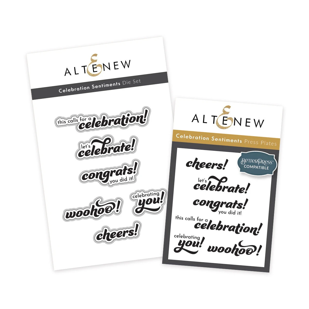 Altenew Celebration Sentiments Press Plate And Die Set 3 Altenew Celebration Sentiments Press Plate And Die Set