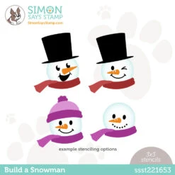 Simon Says Stamp Set Of 7 Stencils BUILD A SNOWMAN Ssst221653