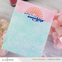 Altenew Sunshine Greetings Press Plates Alt10179* -Simon Says Stamp Altenew Water Builder Stencil Sunshine Greetings Sandy blush Ink Cube 3RebeccaKeppel