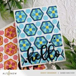 Altenew Botanical Honeycomb 3D Embossing Folder Alt10173 -Simon Says Stamp AltenewStencilsBotanicalHoneycombblue1080SandiMaciver