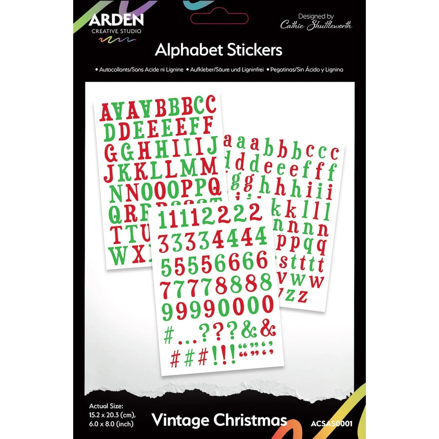 Arden Creative Studio Vintage Christmas Alphabet Stickers Acsas0001