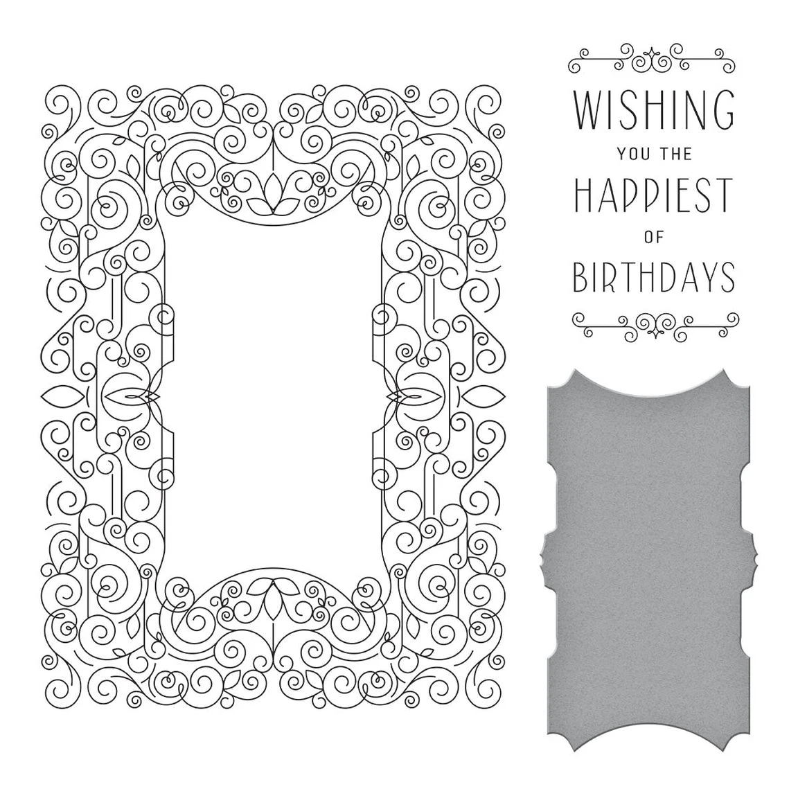 Spellbinders BetterPress Swirl Birthday Frame Press Plate And Die Set BP-022* 3 Spellbinders BetterPress Swirl Birthday Frame Press Plate And Die Set BP-022*