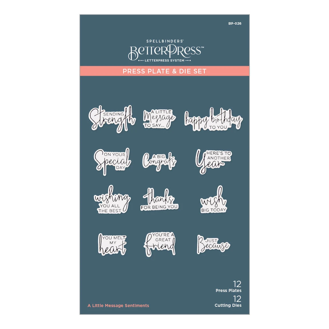 Spellbinders BetterPress A Little Message Sentiments Press Plate And Die Set BP-026 5 Spellbinders BetterPress A Little Message Sentiments Press Plate And Die Set BP-026 - Image 3