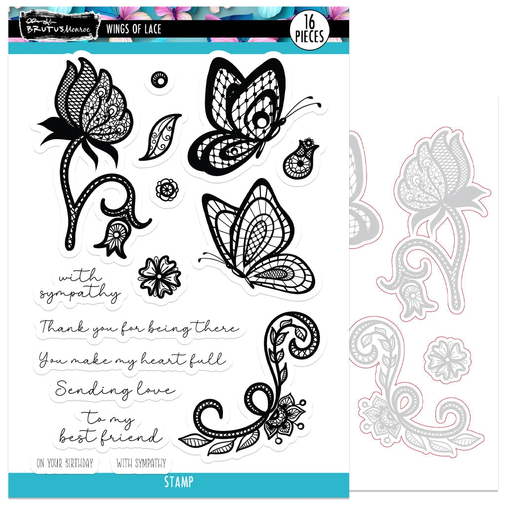 Brutus Monroe Wings Of Lace Stamp & Die Bundle Bru8312* 3 Brutus Monroe Wings Of Lace Stamp & Die Bundle Bru8312*