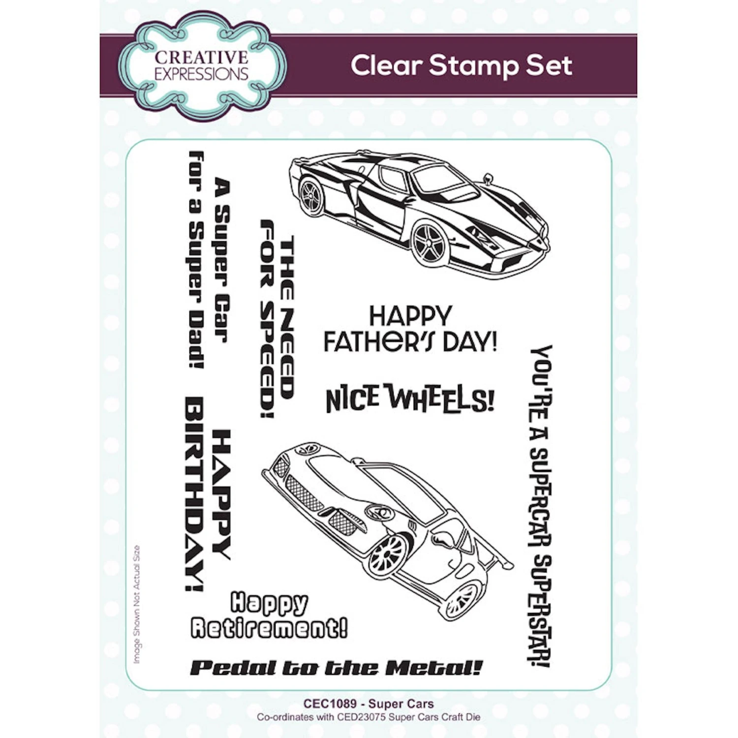 Creative Expressions Super Cars Clear Stamps Cec1089* 3 Creative Expressions Super Cars Clear Stamps Cec1089*