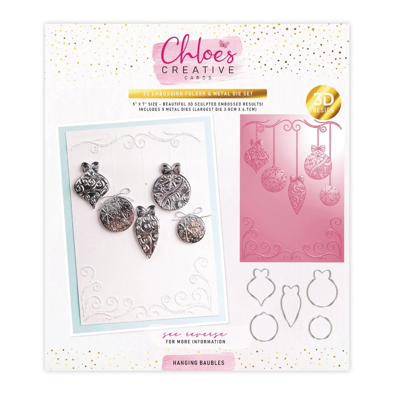 Chloe's Creative Cards Hanging Baubles 3D Embossing Folder And Die Set C-3dembdie-hbau 3 Chloe's Creative Cards Hanging Baubles 3D Embossing Folder And Die Set C-3dembdie-hbau