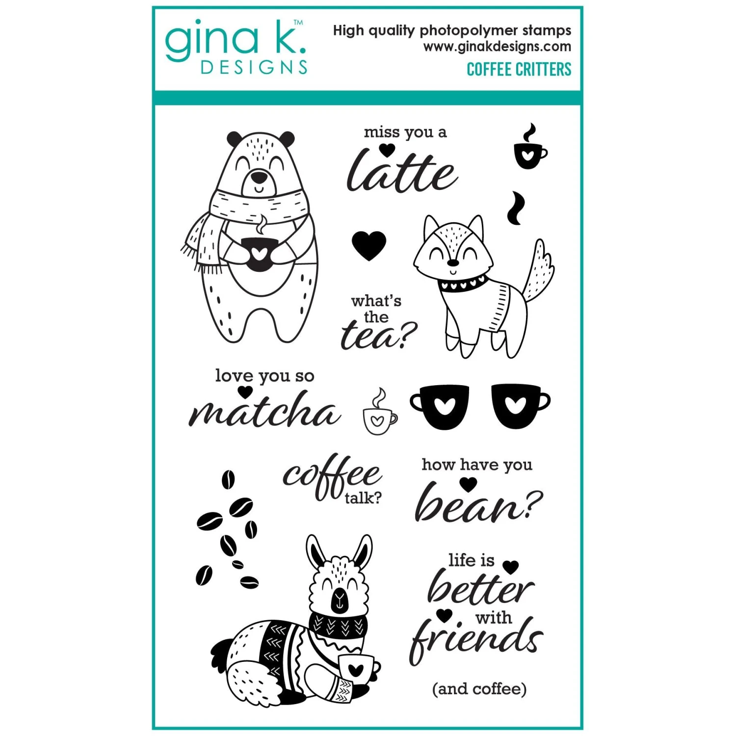 Gina K Designs Coffee Critters Clear Stamps Gkd206* 3 Gina K Designs Coffee Critters Clear Stamps Gkd206*