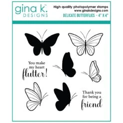 Gina K Designs Delicate Butterflies Clear Stamps Gkd205*