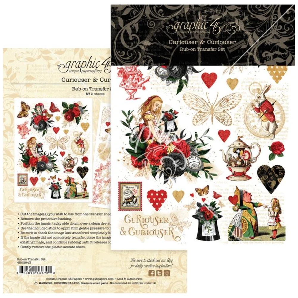 Graphic 45 Curiouser & Curiouser Rub-On Transfers 4502943 3 Graphic 45 Curiouser & Curiouser Rub-On Transfers 4502943