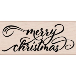 Hero Arts Merry Christmas Calligraphy Mounted Rubber Stamp H6508*