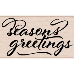 Hero Arts Season's Greetings Calligraphy Mounted Rubber Stamp G6509*