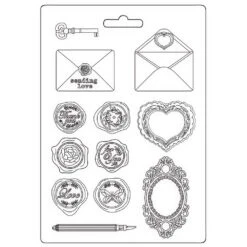 Stamperia Shabby Rose Letters And Seals Soft Mold A5 K3pta5663*