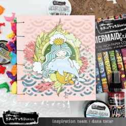 Brutus Monroe Quartz White Sand Paste Bru3516 7 Brutus Monroe Quartz White Sand Paste Bru3516 -Simon Says Stamp Mermaid Friends Beaded Coptic Bound Mini Album by Dana Tatar for Brutus Monroe