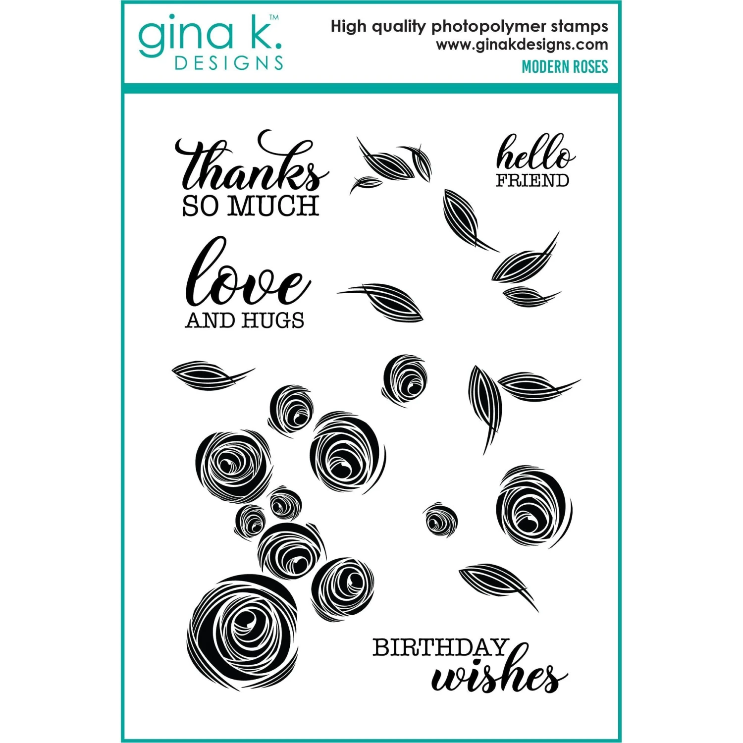 Gina K Designs Modern Roses Clear Stamps Gkd216* 3 Gina K Designs Modern Roses Clear Stamps Gkd216*