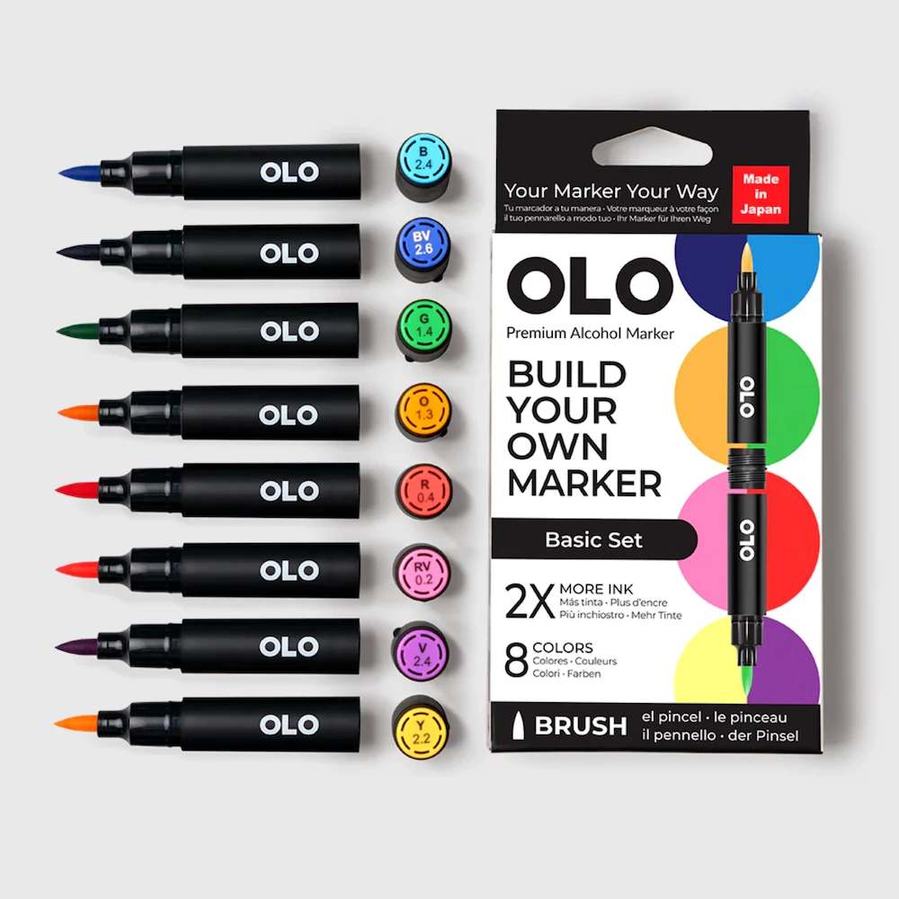 OLO Basic Brush 8 Piece Marker Set 3 OLO Basic Brush 8 Piece Marker Set