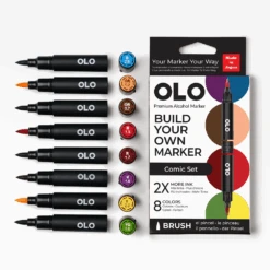OLO Comic Brush 8 Piece Marker Set
