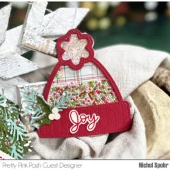 Pretty Pink Posh Berry Bright Glass Shaker Beads -Simon Says Stamp Pretty Pink Posh Berry Bright Glass Shaker Beads gift tag