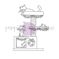 Purple Onion Designs Christmas Cat Tree Unmounted Cling Stamp Pod6013